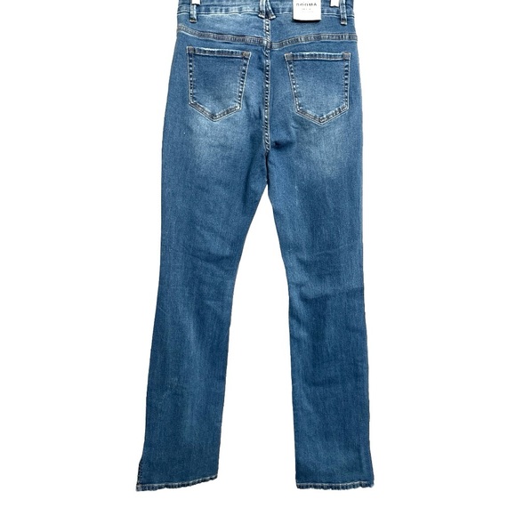 Dogma Distressed Jeans Womens 9/28 Blue Side Split Straight Leg Stretch Casual - Picture 2 of 12